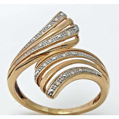 9ct Gold Two-Tone Diamond-Set Bypass Ring