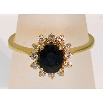 9ct Gold Natural Sapphire & Diamond Ring