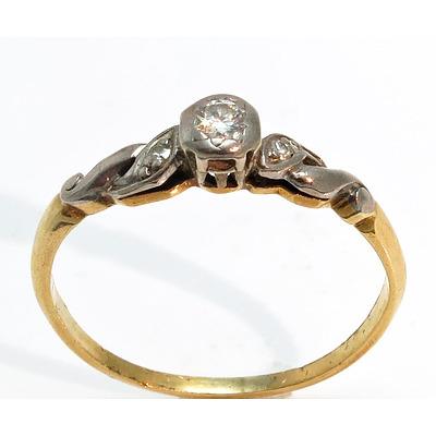 Vintage 18ct Gold And White Palladium Diamond Ring