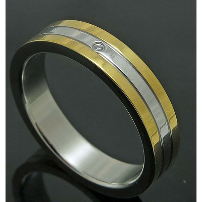Stainless Steel Ring With 18ct Gold-Plated Edges
