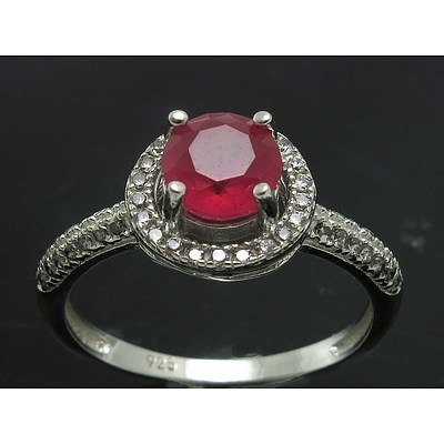 Sterling Silver Ring - Ruby Red Cz