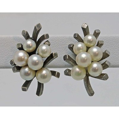 Mikimoto Silver Pearl Earrings