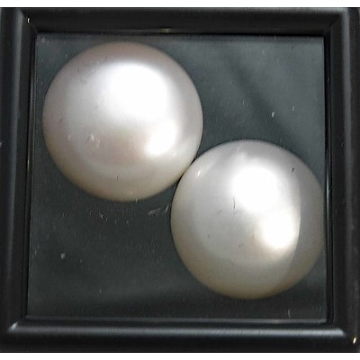 Pair of Large Round Cultured Pearls