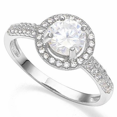 Sterling Silver Cz Simulated Diamond Cluster Ring