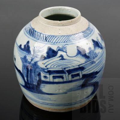 Antique Chinese Blue and White Ceramic Ginger Jar