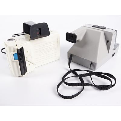 Vintage Polaroid Land Camera Swinger Model 20 and Polaroid 'The Button' Land Camera 