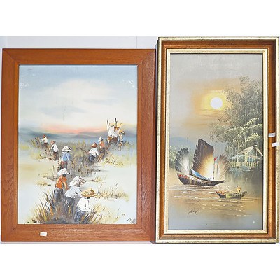 Three South East Asian Paintings, Oil on Board