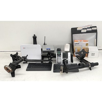 Bulk Lot of Assorted IT & Office Equipment - Office Phones, Monitor Arms & Posturite Document Holder & Writing Slope