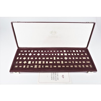 The Hundred Greatest Olympic Stamps in Gold Covered Silver in Presentation Box by Franklin Mint
