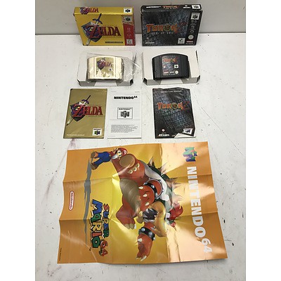 The Legend Of Zelda Ocarina Of Time and Turok 2 Seeds Of Evil Nintendo 64 Games Boxed