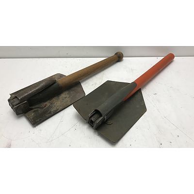 Multi Purpose Folding Shovel/Picks -Lot Of Two