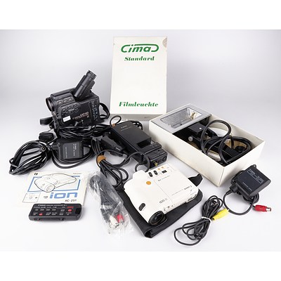 Canon RC-251 Video camera, Canon UC10 8mm Video Camcorder and Cima 100 Photo Lamp in Box