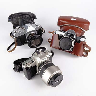 Pentax MZ-50, Praktika Nova B and Mamiya/Sekor 500TL Cameras
