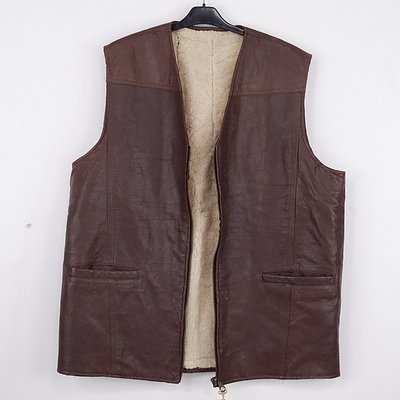 Retro Men's Leather Lambswool Vest
