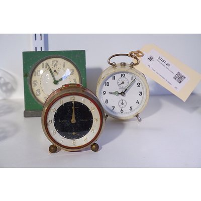 Three Vintage Alarm Clocks
