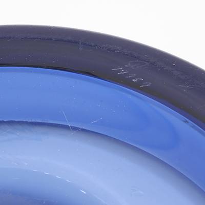Vintage Holmegaard Cobalt Blue Studio Glass Bowl - Designed by Per Lutken - Signed to Base