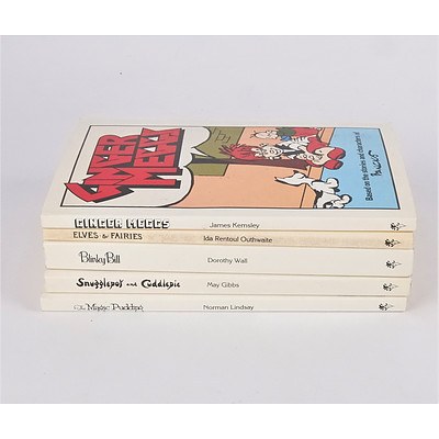 Five Classic Australian Children's Literature Books with Matching First Day Covers on Inside Cover