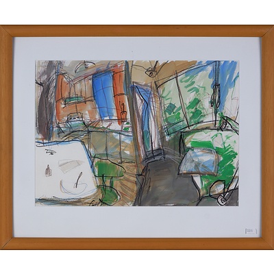 Steve Rouse, Abstract Composition 1988, Pastel and Watercolour on Paper