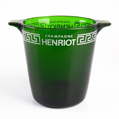 Vintage Henriot Champagne Green Glass Ice Bucket