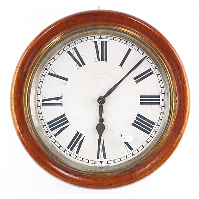 Antique Mahogany Cased Wall Clock Marked A. H. Beard with Roman Numeral Face