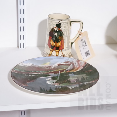 Vintage Royal Doulton 'Banff National Park' Plate and Glazed Porcelain Stein (2)