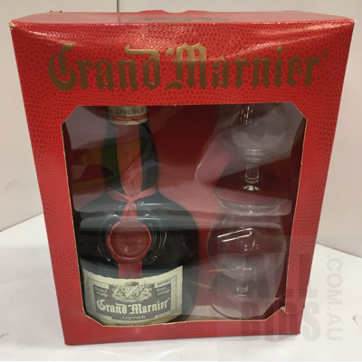 700ml Grand Marnier Liquor With 2 Glasses Box Set
