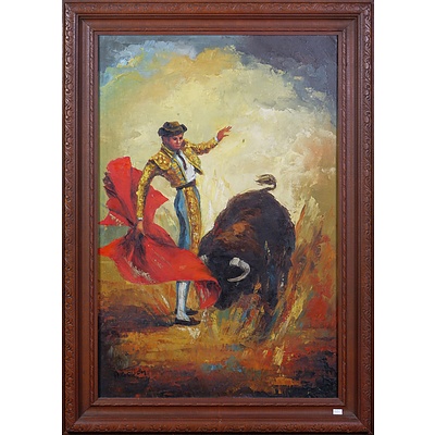 Kitsch Oil Painting of a Matador and Bull