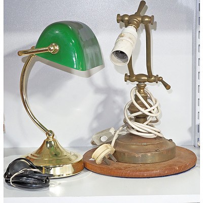 Contemporary Banker Lamp and Student Lamp Base