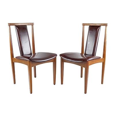 Pair of Parker Blackwood Framed Dining Chairs with Brown Vinyl Upholsttery Circa 1970s