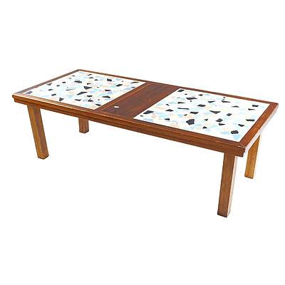 Circa 1970s Maple Framed Coffee  Table with Mosaic Tiled Top