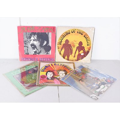 Quantity of Five Vinyl 12 inch LP Records Including Morning of the Earth, Frank Zappa, Donovan and More
