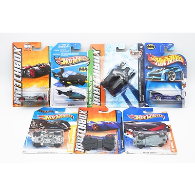 Seven Hotwheels and Matchbox Batman Vehicles