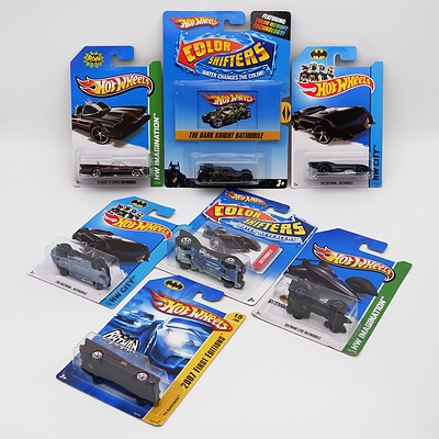 Seven Hotwheels Batmobile Sets
