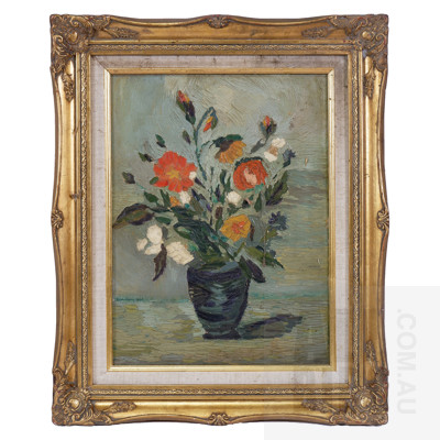 Elido Pachin, Vase of Flowers 1964, Oil on Canvas, 40 x 29 cm