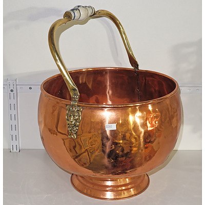 Large Copper and Brass Firewood Bucket