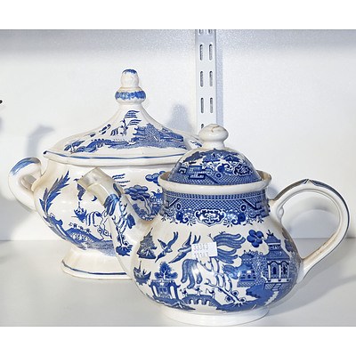 Churchill Willow Pattern Teapot and Japanese Willow Pattern Tureen