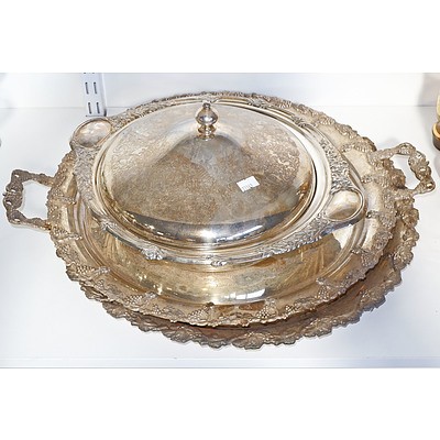 Collection of Various Silver Plate, Including Trays and Covered Dish