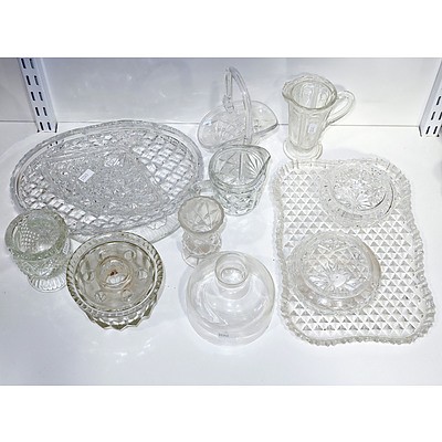 Collection of Vintage Glassware, Including Vanity Tray