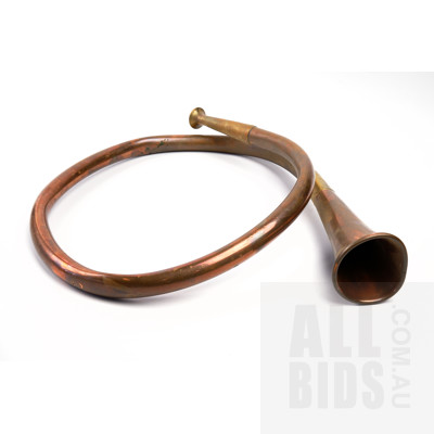 Vintage Copper and Brass French Horn Shaped Bugle
