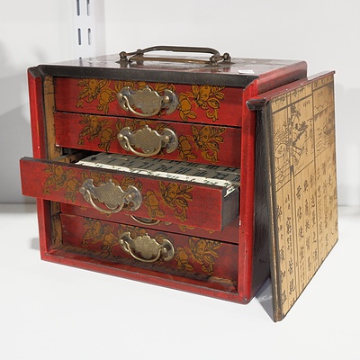 Mah-Jong Set in Lacquered and Decorated Box