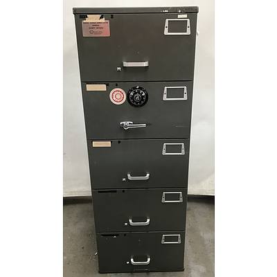 Mosler Five Drawer Combination Lock Filing Cabinet