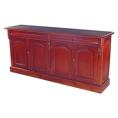 Antique Style Mahogany Four Door Four Drawer Sideboard