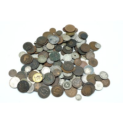 Collection of Antique and Other International Coins, Including 1907 USA Half Dollar, 1835 East India Coin and More