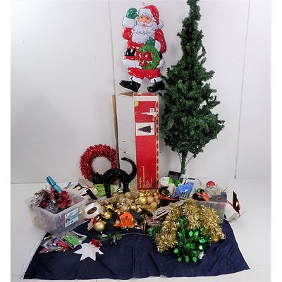 Two Christmas Tree and Large Collection of Christmas and Halloween Decorations (4 Boxes)