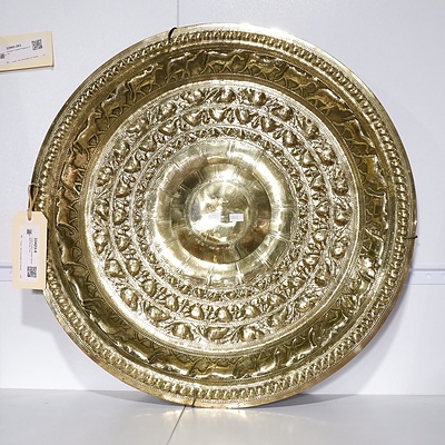 Large Eastern beaten Decorated Brass Tray