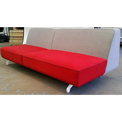 Red And grey Fabric Schiavello 3 Seater Lounge
