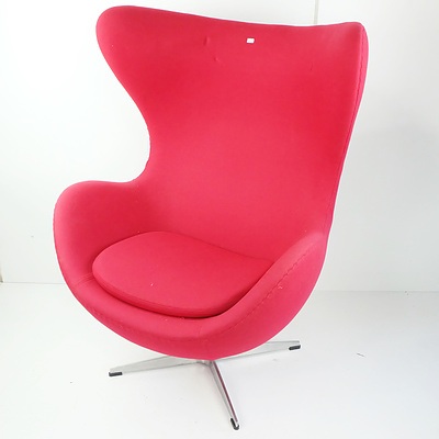 Replica Egg Chair in Red Fabric Upholstry