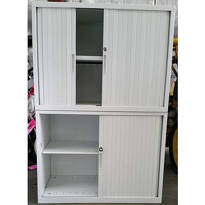 Small Tambour Cabinets- Lot Of Two