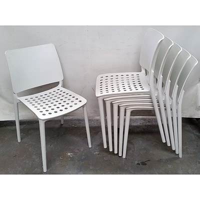 White Plastic Chairs - Lot Of Six