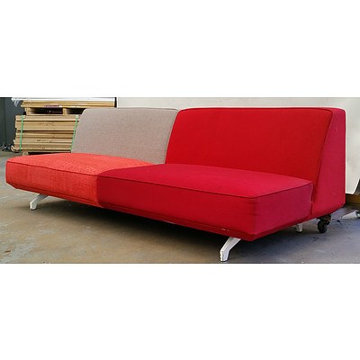 Grey And Red Fabric Schiavello 3 Seater Lounge